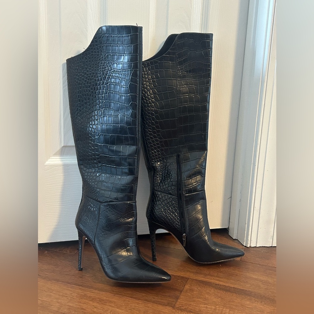 Vince Camuto Black Embossed Heeled Boots